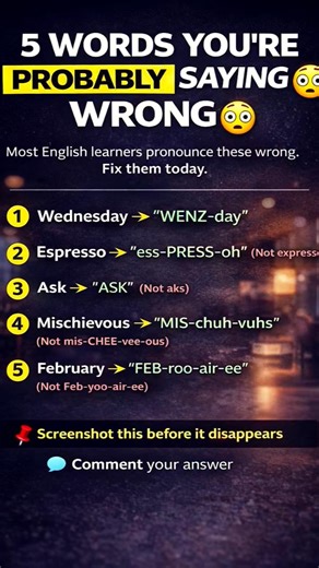 5 English Words 90% of People Pronounce Wrong #shorts