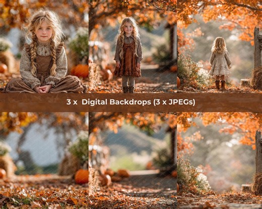 Autumn Enchanted Forest Digital Backdrop Bundle | Fall Composite Background | Outdoor Photo Prop | 3 Jpegs - Etsy