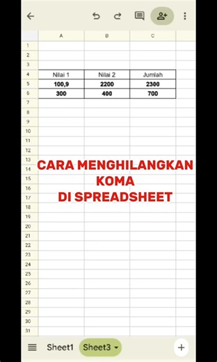 cara menghilangkan koma di spreadsheet #belajarspreadsheet #googlesheets #spreadsheet #shorts