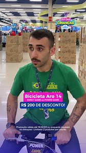 PEGUE A PROMO, PEGUE A PROMO... 🎵 Bicicleta Aro 14 feminina ou masculina, de R$499,90 por apenas R$299,90 cada. ✅ SÃO R$200,00 DE DESCONTO! O sonho de toda criança por apenas 10X de R$29,99 sem entrada e sem juros! ✨ 💙 Dia das crianças é na Havan! - Ofertas válidas em todas as lojas do Brasil enquanto durarem os estoques de 06/10/2023 a 15/10/2023. - Limitado 2 produtos por cliente. | Havan