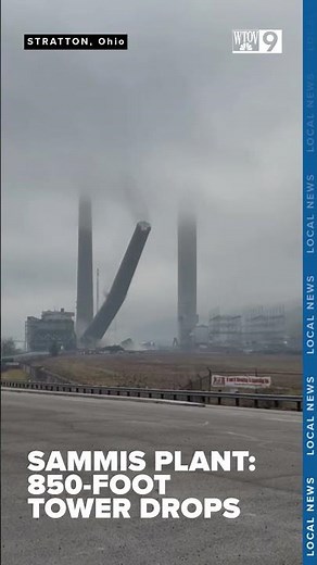 Former Sammis power plant demolition continues as northmost 850-foot tower drops