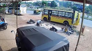 Over-inflated tyre explodes sending mechanic flying through the air