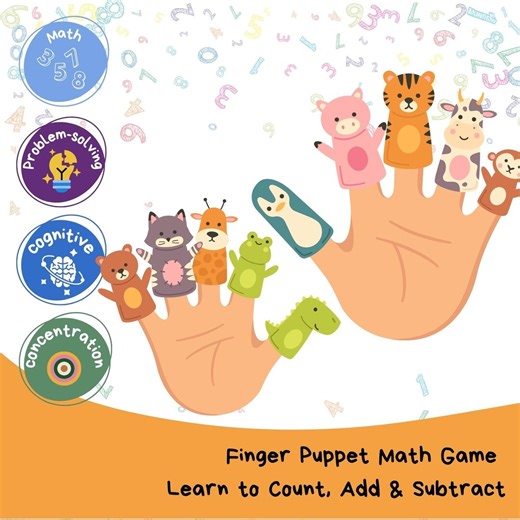 Finger Math Game Printable | Counting 1–10 & Basic Addition Activity | Preschool Hands-on Learning With Puppets | Back-to-school Fun - Etsy