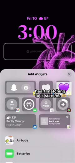 how to make matching heart lock screens 💜💞💜#fyp#foryou#iphone#tutorial#hearttoheart❤️#ios16