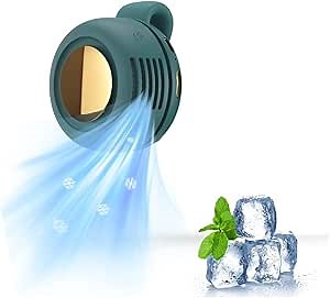 Drkicsy Small Whirlwind Clip Waist Fan, Portable Cooling Fan 3 Speeds Rechargeable, Hands-Free Fans Hanging Neck Waist Clip Bladeless Fans (A_Green)