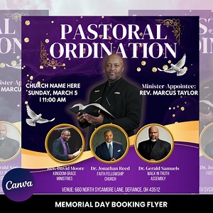 Ordination Service Flyer | Editable Church Event Template | Pastor Appreciation | Ministry Invitation | DIY Canva Design - Etsy