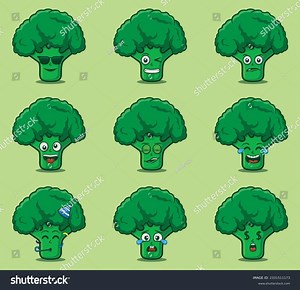 Cute Kawaii Broccoli Vegetables Emoticon Character Stock Vector (Royalty Free) 2331511173 | Shutterstock
