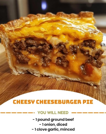 "Cheesy Cheeseburger Pie Indulge in the ultimate comfort food with this Cheesy Cheeseburger Pie! A delicious twist on a classic dish that will have your taste buds dancing with delight. Ingredients: - 1 pound ground beef - 1 onion, diced - 1 clove garlic, minced -...... 👇 Full Recipe in Coʍmеոτ 💬 | Everyday Recipes