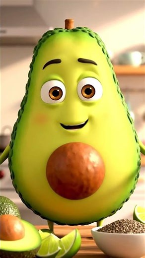Healthy Fats, Happy Brain! Meet the Friendly Avocado 🥑 #Wellness #BrainBoost #PixarStyle