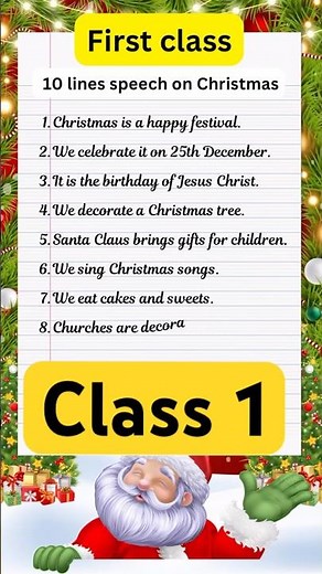 Christmas Speech for Class 1 | Easy 10 Lines | Merry Christmas Speech for Kids 🎅✨