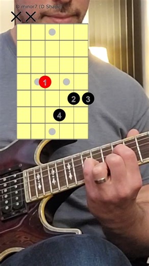 The D Shape of a minor 7th chord #guitarlesson #guitartutorial #cagedsystem #guitarchords #minor7th | Chris Breen - Guitar and Bass Lessons