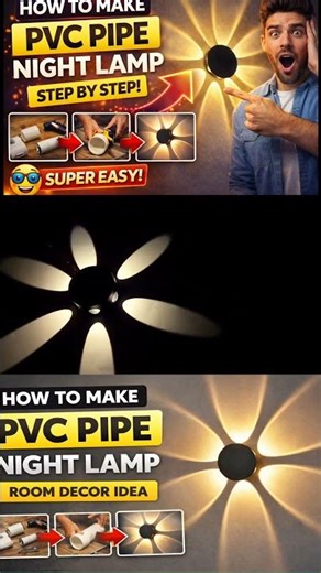 How to Make Beautiful Night Lamp from PVC Pipe | DIY Room Decor #diy #lamp