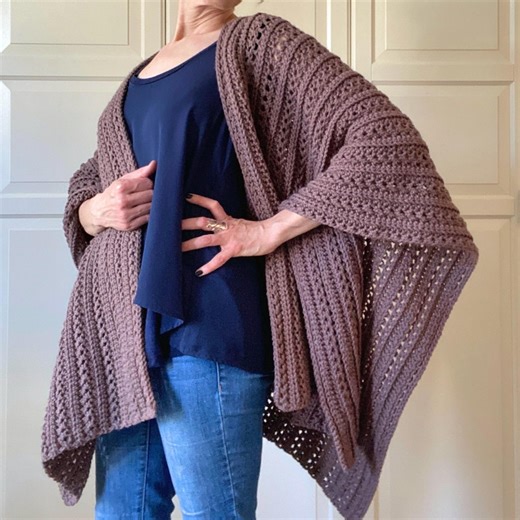 Workin-it Ruana Wrap Crochet Pattern PDF | Easy Womens Shawl Ruana | Knot Yourself Out - Etsy Canada