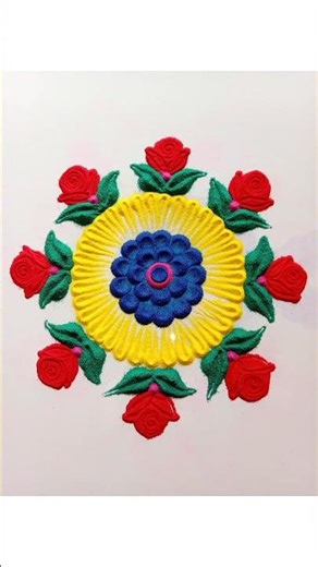 Beautiful Floral Rangoli 🌼 | Colourful Easy Rangoli Design | Satisfying Art #shorts