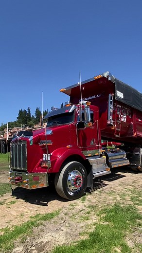 Stunning Red Dump Truck with Chrome Details