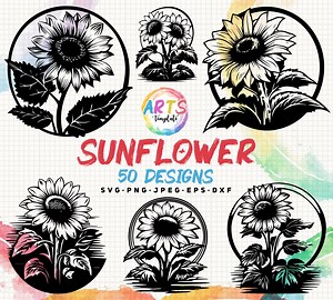 Sunflower Clipart Vector Bundle (svg, Png, Jpg, Eps, Dxf) - Etsy