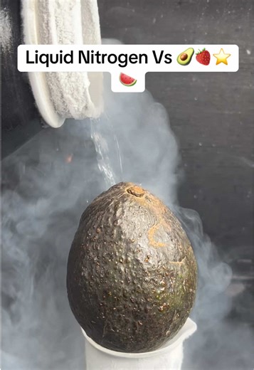 Liquid Nitrogen Vs 🥑🍓⭐️🍉#Satisfying #Experiment #ASMR #NitrogenVS #LiquidNitrogen