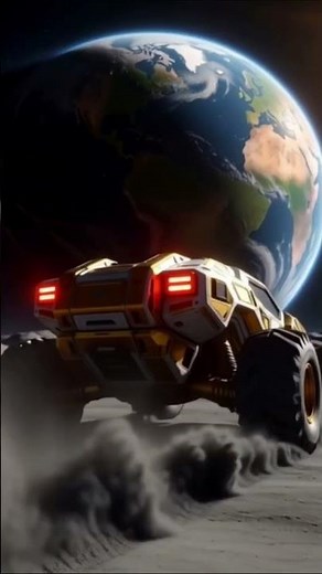 Lunar Rover's View: Driving on the Moon with Earth in HD #spaceshorts #earthrise #lunarrover #cgi