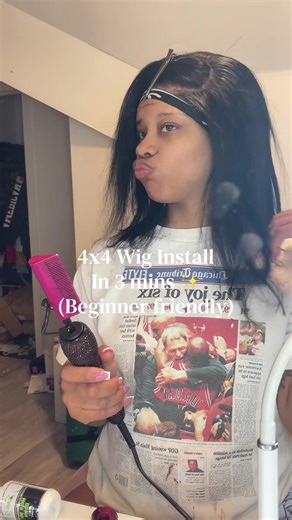 Part 2| 4x4 styling a closure wig beginning friendly 💜 @Facmood Hair #fypシ゚viral #frontalwig #fyp #wigtutorial #wiginstall