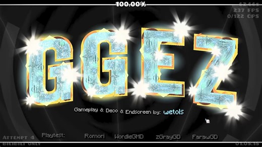 [几何冲刺]还是古法爽关玩得爽 GGEZ 100% （easy demon）