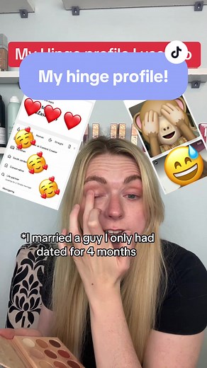 Here is my Hinge profile in all its glory! Please don't judge me too hard 🙈 #hingeprofile #hingedate #howwemet #getreadywithme #getreadywithmemakeup #grwmmakeup #ourstory #ourlovestory #wedding #husbandwife