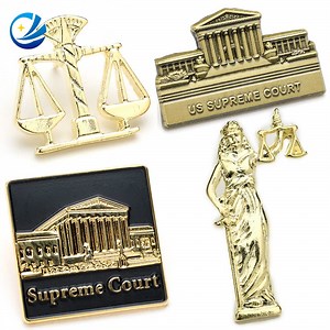 [Hot Item] Wholesales Judicial Institutions Fairness and Justice Balance 3D Supreme Court Building Lady Justice Brooch Libra Star Sign Scales of Justice Lapel Pin