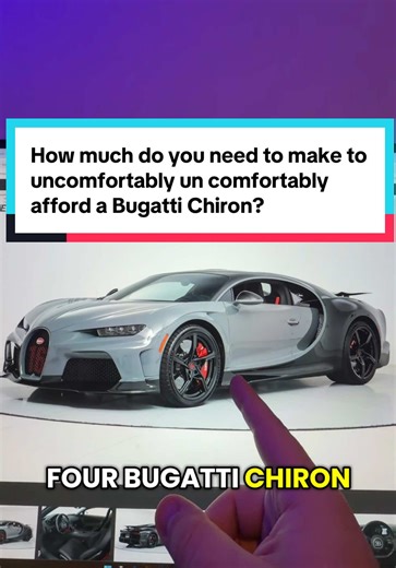 How much do you need to make to uncomfortably un comfortably afford a Bugatti Chiron? #bugatti #bugattichiron #bugattichironpursport #finance #budget