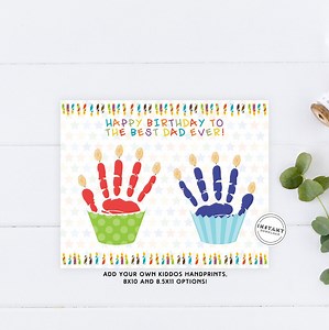 Dad Happy Birthday Cupcake Handprint Craft | Birthday Card Keepsake for Dad | Birthday Gift From Toddler | Unique Bday Card for Parent - Etsy