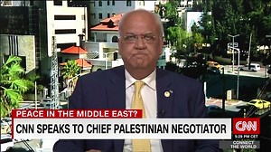 3.2K views · 32 reactions | "Any mediator must be balanced. A little balanced. These people have no balance whatsoever." Chief Palestinian negotiator for the PLO Saeb Erakat tells Becky that the Trump administration can't say 'Jerusalem is Israel's capital', support settlements, cut millions in aid *and* say they care about Palestinian prosperity. | CNN Connect the World | Facebook