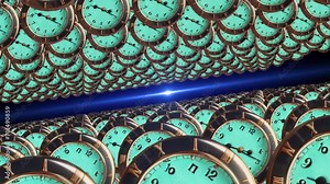 Camera Flying 3d Clock In Outer Space Time Travel Concept. Futuristic Since Fiction Time Travel Concept Clock Animation On Black Background. Time Travel Concept. Clock Animation Counting. 3d Clock Stock Video