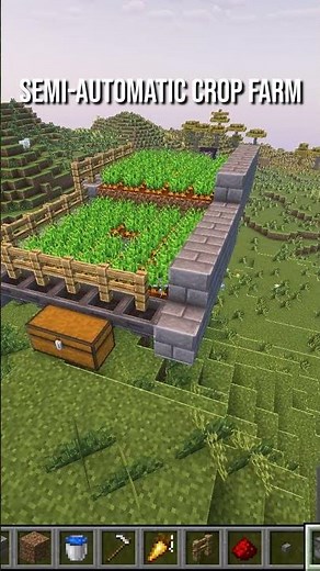 Easy Semi-Auto Crop Farm Tutorial #minecraft #minecraftcrops #minecraftshorts #minecrafthowto