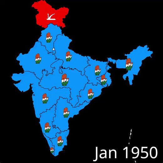 🚨 India’s political map evolving from 1950 to 2026.