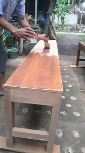 "Manual finishing using varnish, a brush, and foam." #Woodworking #fyp #Indonesiancarpenter | Kang Nardi