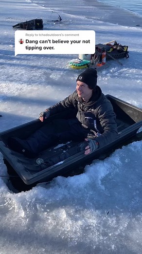 Reply to @tchadoutdoors We tested it in our sight hole before actually doing it. The XL sled was very sturdy actually! #icefishing #fyp