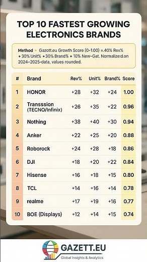 Top 10 Fastest Growing Electronics Brands — Gazett.eu Global Ranking #bestelectronics