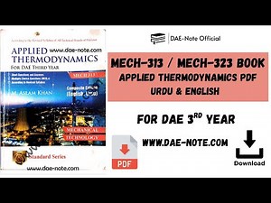 DAE MECH-313 / MECH-323 Book PDF – Applied Thermodynamics | DAE Mechanical 3rd Year