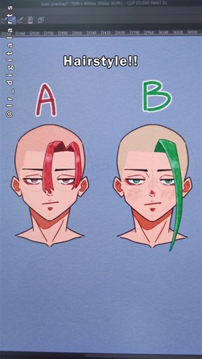 Hairstyle A or B? 🤔 #digitalart #shorts #drawing #art #digitaldrawing #hair