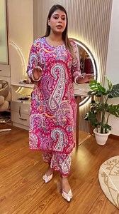 3.3K views · 14 reactions | Booking numbers 9065125000,9266644485 Pure cotton digital print 2 pc set with all laces detailing with one side pocket in pants 38-46,book now For more information & queries,Follow our Instagram page﫶 Our instagram page link https://www.instagram.com/aarfacreations?igsh=MXEwb3dwajczNW96OA== #Aarfa #kurti #premium #collection #new #arrivals #book #now | Aarfa Creations | Facebook