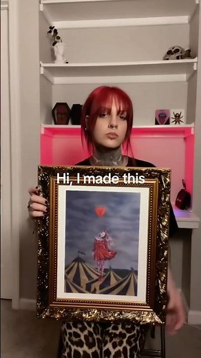 My oil pastel clown girl framed as a fine art print #darksurrealism #emotionalart