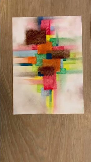 Squares abstract painting in soft pastel / peaceful art style