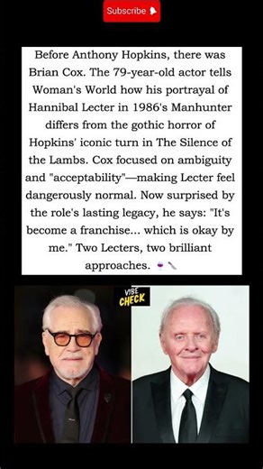 Brian Cox Reflects on His Hannibal Lecter vs.Anthony Hopkins: "Two Totally Different Kinds of Perf..