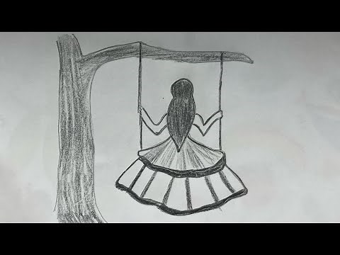 How to Draw a Swing Girl | Easy Drawing for Kids and Beginners