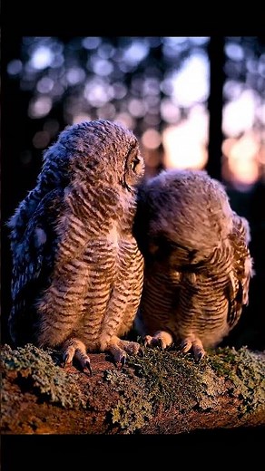 Cute Baby Owl Siblings at Dusk 🦉🌅 | Adorable Animal Short | Wildlife Moments