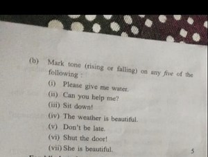 (b) Mark tone (rising or falling) on any five of the following ... | Filo