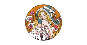 Young girl drinking coffee - Drinks coloring pages for Adults online