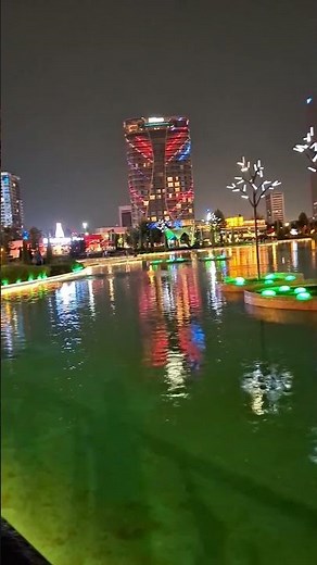 City Lights Reflected on Calm Water ✨🌃 | Peaceful Night Walk #shorts