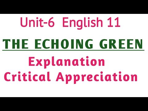 The Echoing Green | Unit-6 | English 1st Year | Explanation and Critical Appreciation