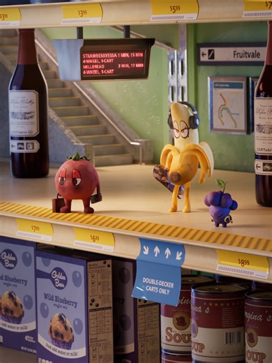 One-cart train for Strawberryessa now approaching! Strawberryessa was inspired by our everyday @sfbart commutes around the San Francisco Bay Area. This short was made in celebration of public transportation and we hope it brings joy to those who love BART as much as we do. #3Danimation #blender3d #sanfrancisco #BART #trains #fruits