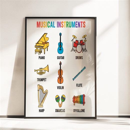 Musical Instruments Poster | Kids Music Vocabulary Chart | Preschool Learning Printable - Etsy