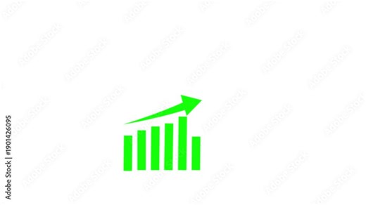 Green Bar Chart with Upward Arrow on White Background 4k Animation Keywords: bar chart, graph, growth, upward trend, arrow, green, business, finance, data, statistics, success, progress, increase